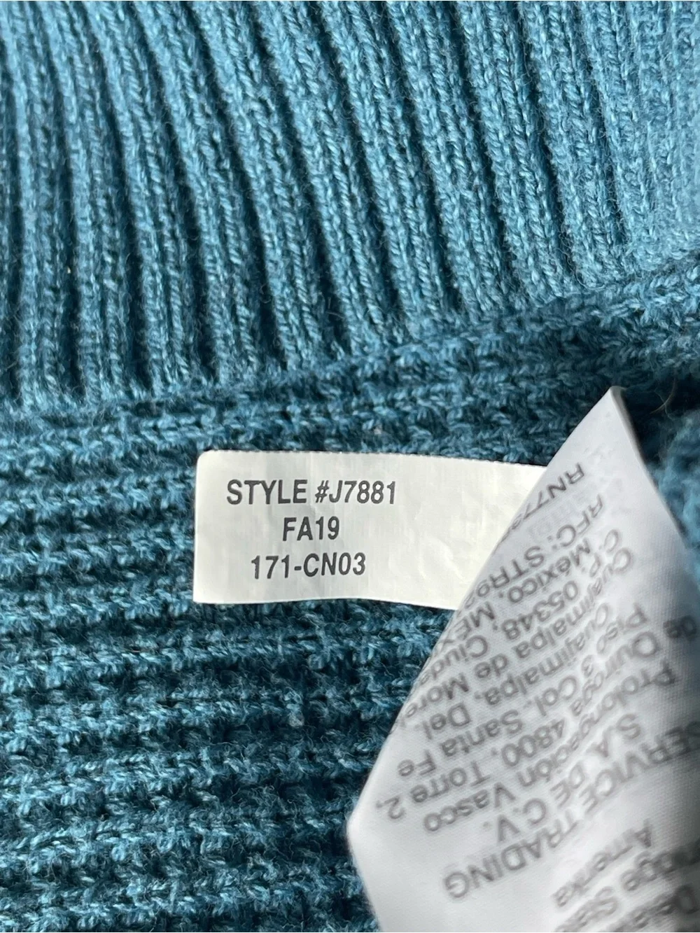 J. Crew Textured Turtleneck Sweater Blue Waffle Knit 100% Cotton Size Large L